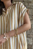 Mallow Stripe Cap Sleeve Shirt Indian Yellow /40=